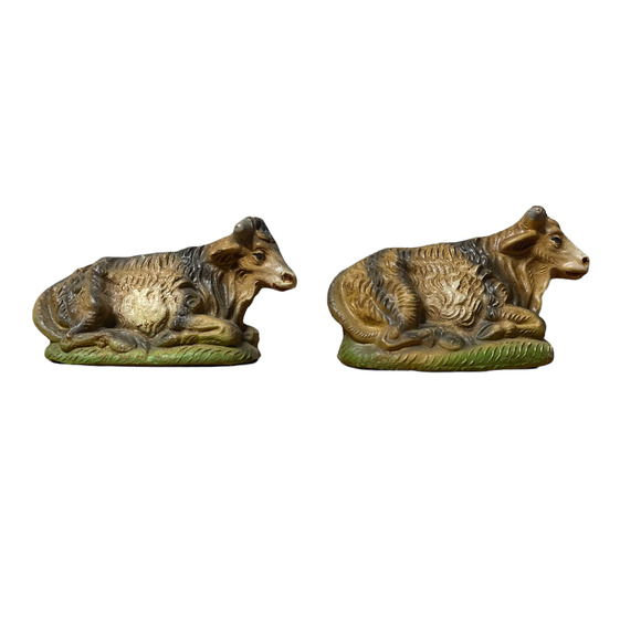 Vintage Made In Italy Nativity Cow Bull Cattle Figurines Set Of 2 Stock# 97725 - Picture 5 of 6